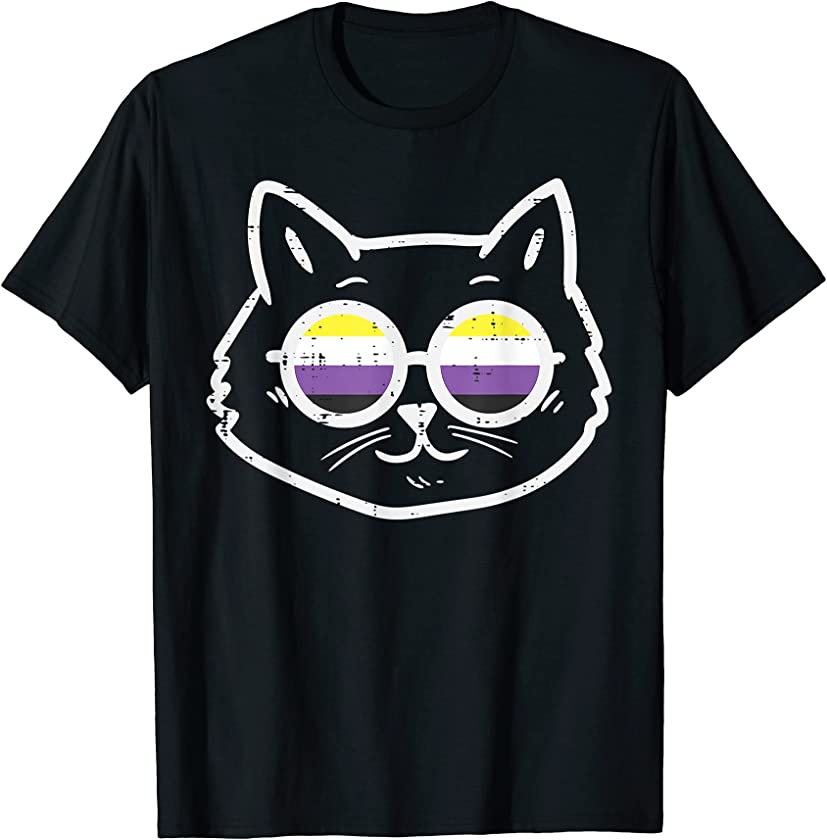 Purride Cat Kitten LGBTQ Non-Binary Flag Genderqueer Feline T-Shirt