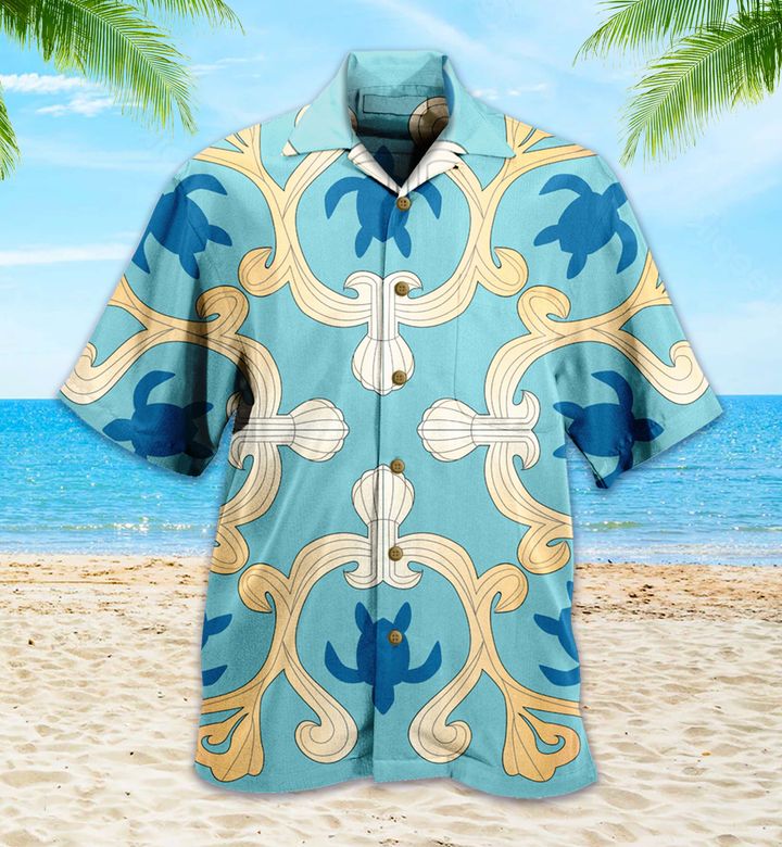 Turtle Hawaiian Dusty Blue Shirt Ha79129