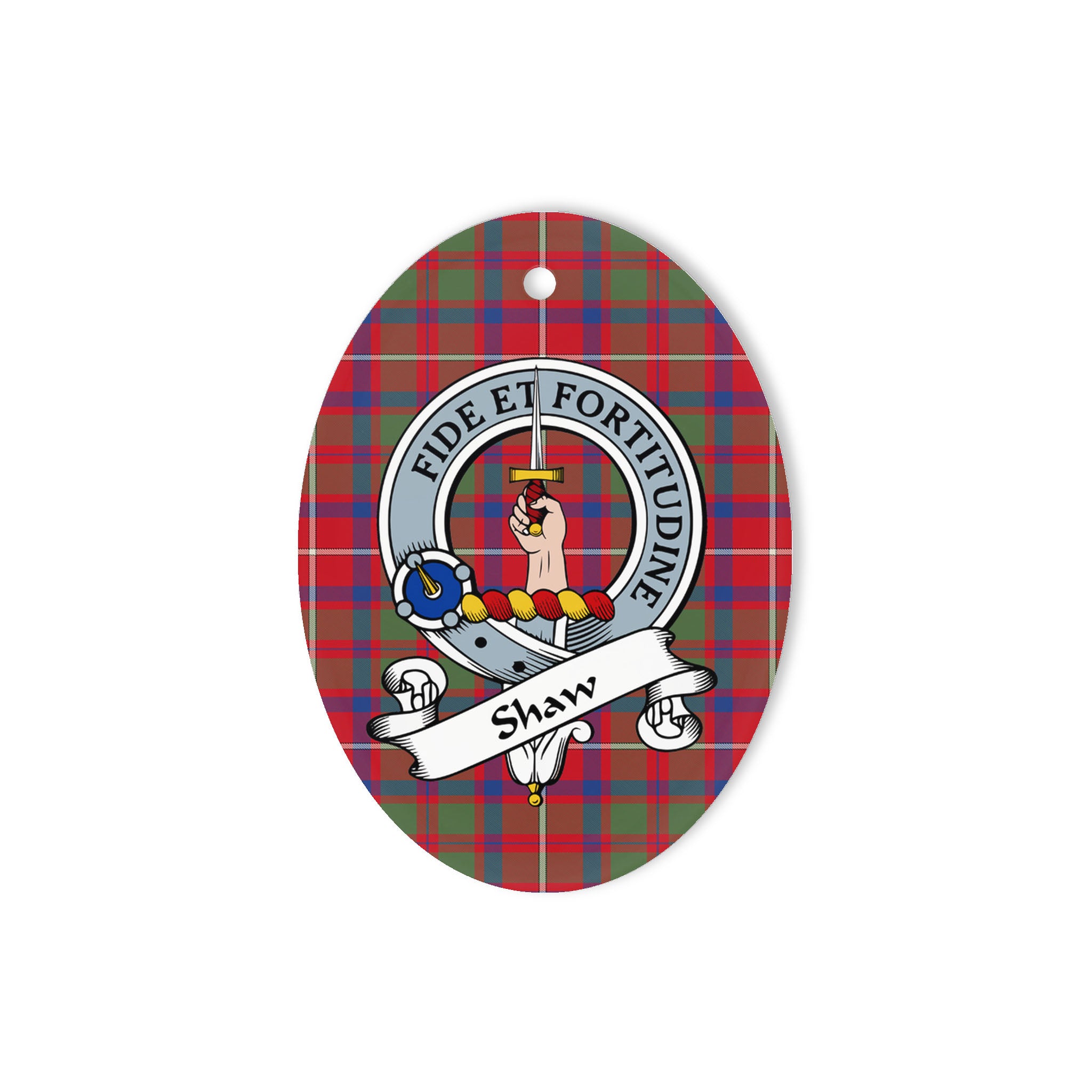 Shaw Of Tordarroch Scottish Clan Badge Plaid Ornament Gift. Christmas Tree Ornament Shaw Of Tordarroch Clan Tartan Ornament Great Christmas Ornaments Gift Oval Ornament