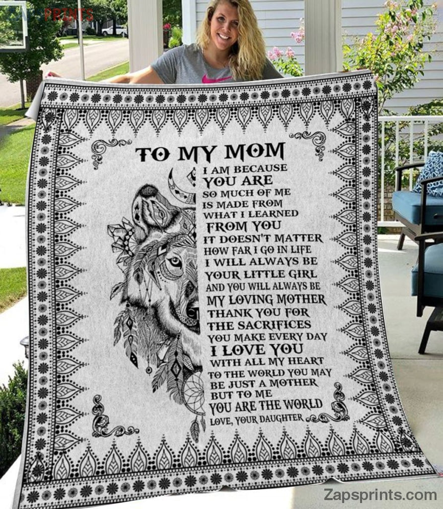 Gift For Mom – To My Mom – Wolf – Heart Love – Blanket