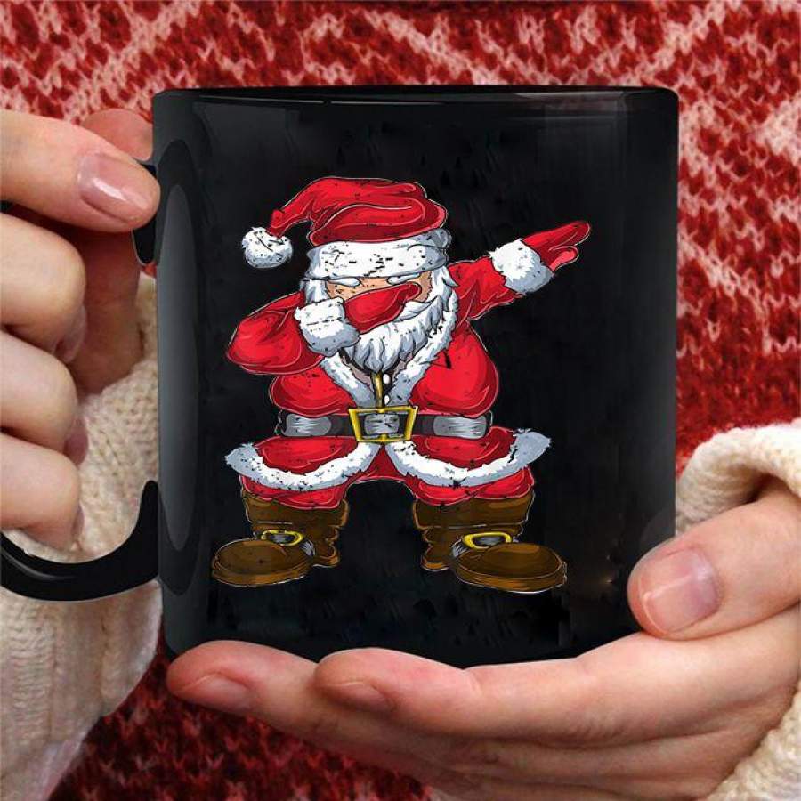 Vintage christmas   Dabbing santa coffee mug – Black Mug