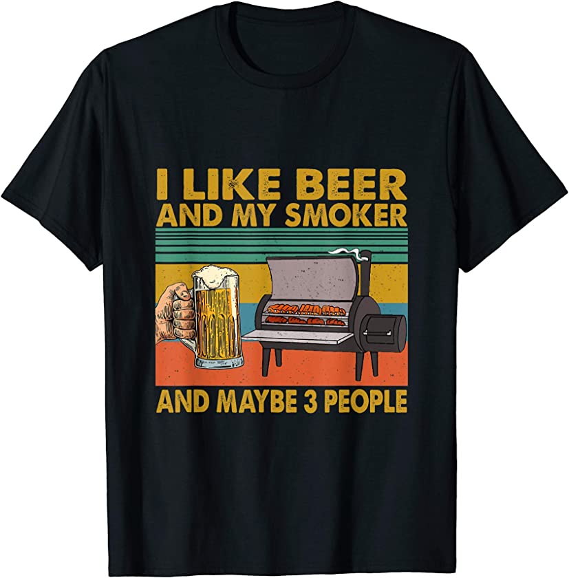 Vintage Retro I Like Beer My Smoker Funny Beer Lover Gifts T-Shirt