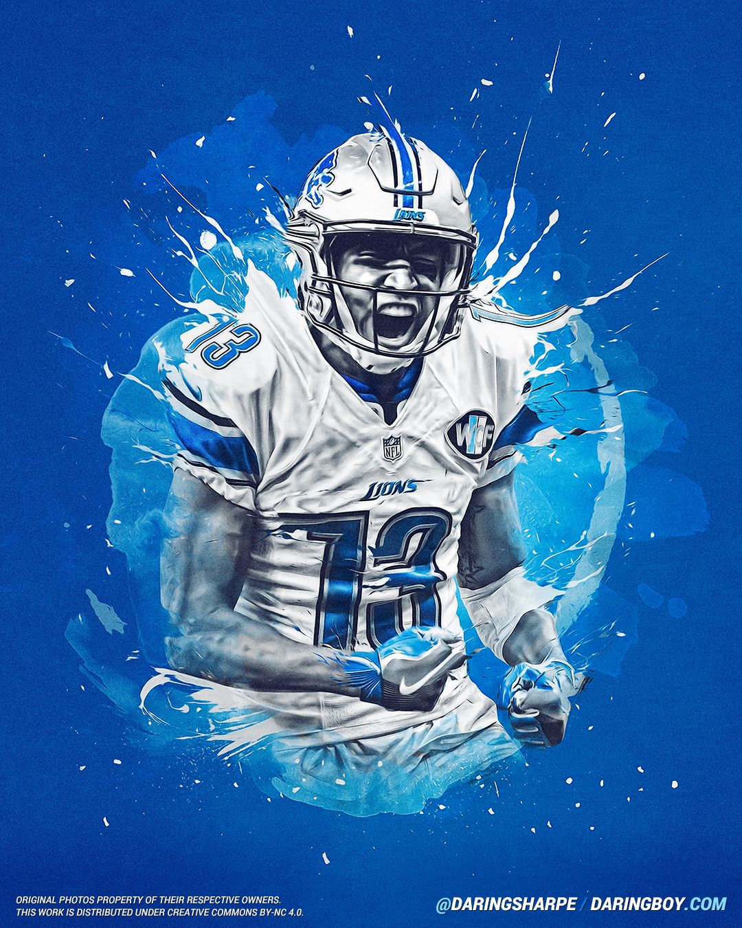 Tj Jones #13 Detroit Lions Poster Canvas poster canvas