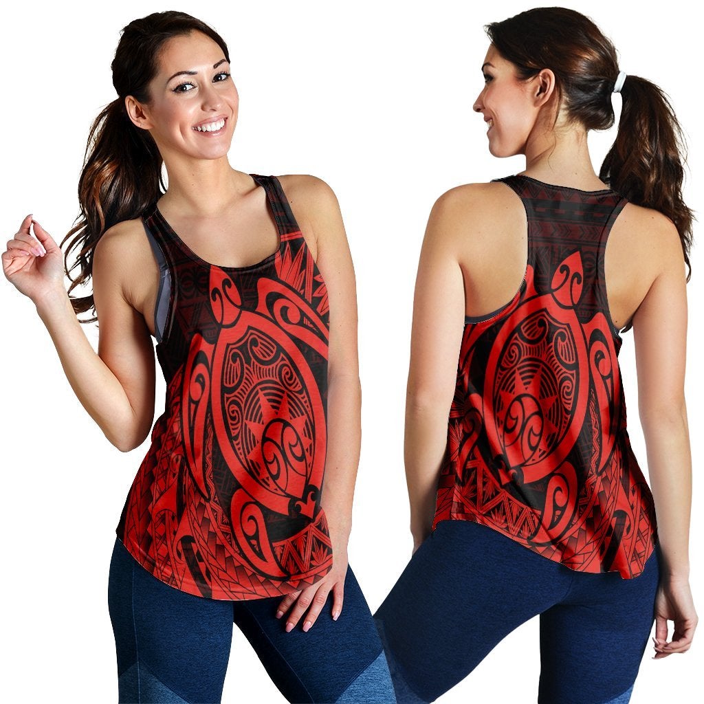 Hawaiian Polynesian Turtle Racerback Tank Red Ha111101