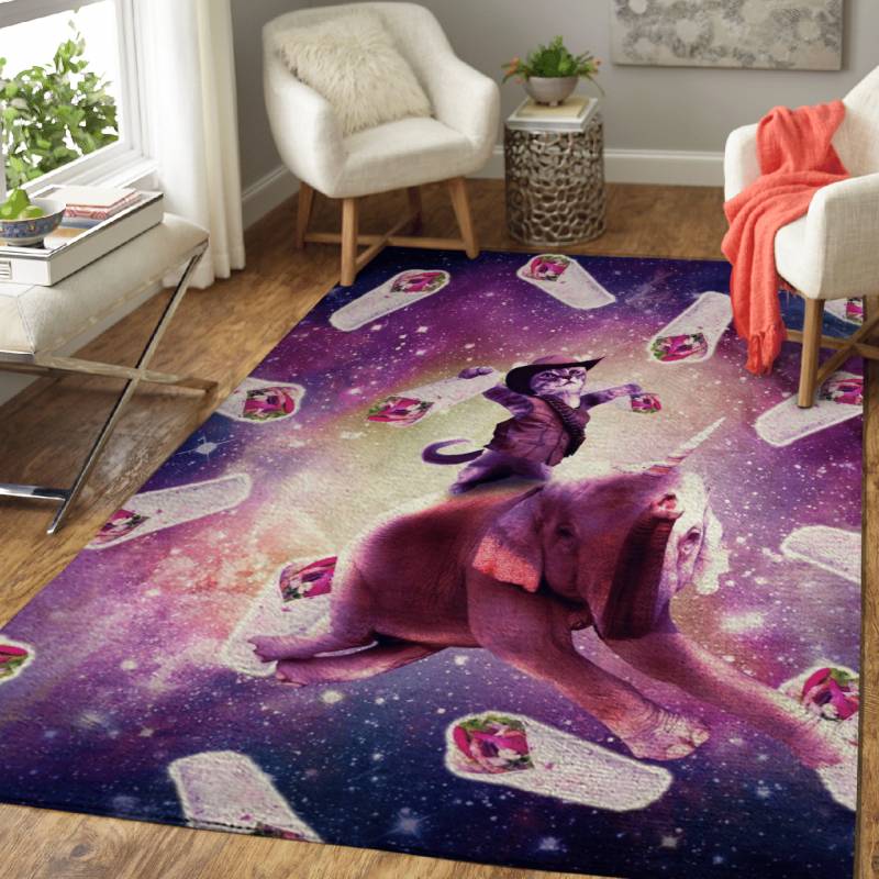 Space Cat On Elephant – Cowboy Cats Area Rug Carpet