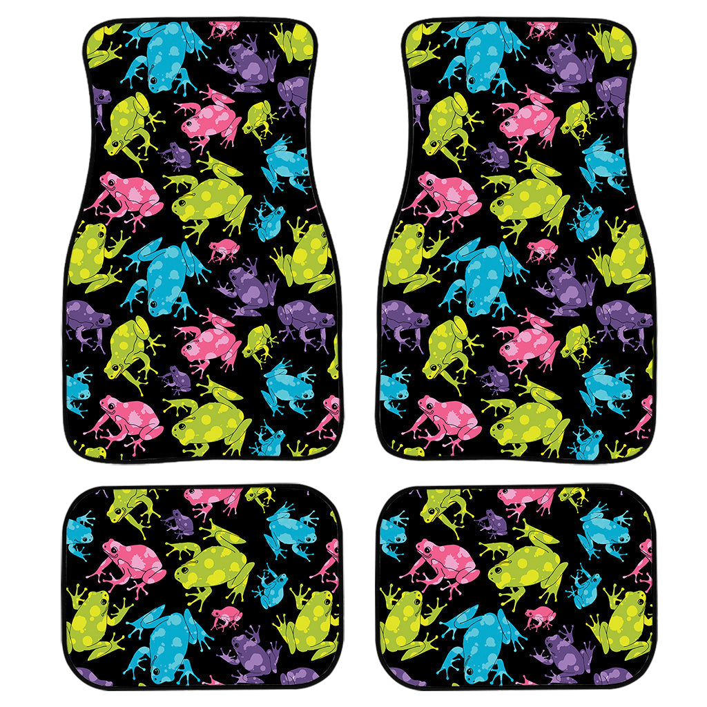 Colorful Frog Pattern Print Front And Back Car Floor Mats, Front Car Mat