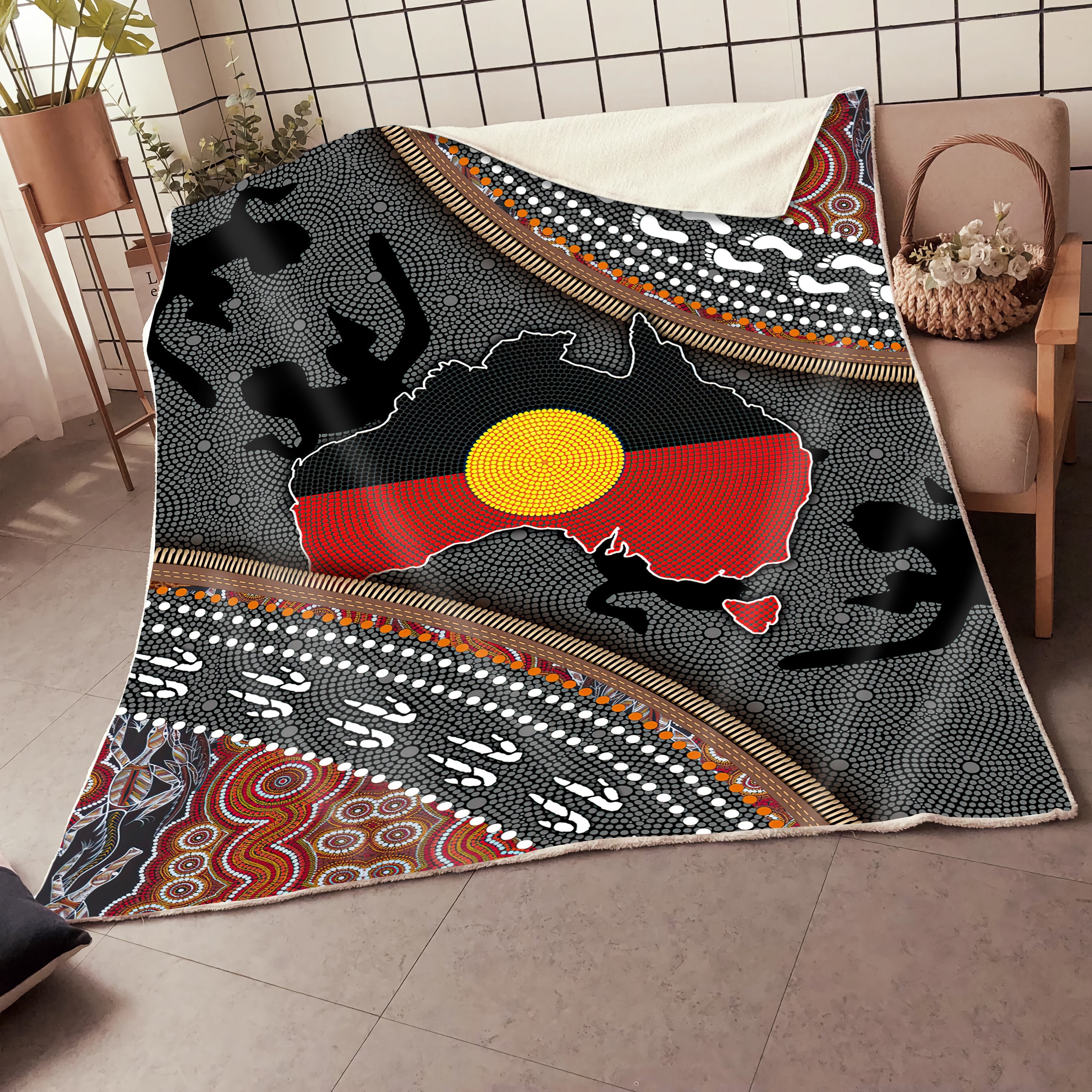 Aboriginal Dots Zip Pattern 3D Printed Blanket