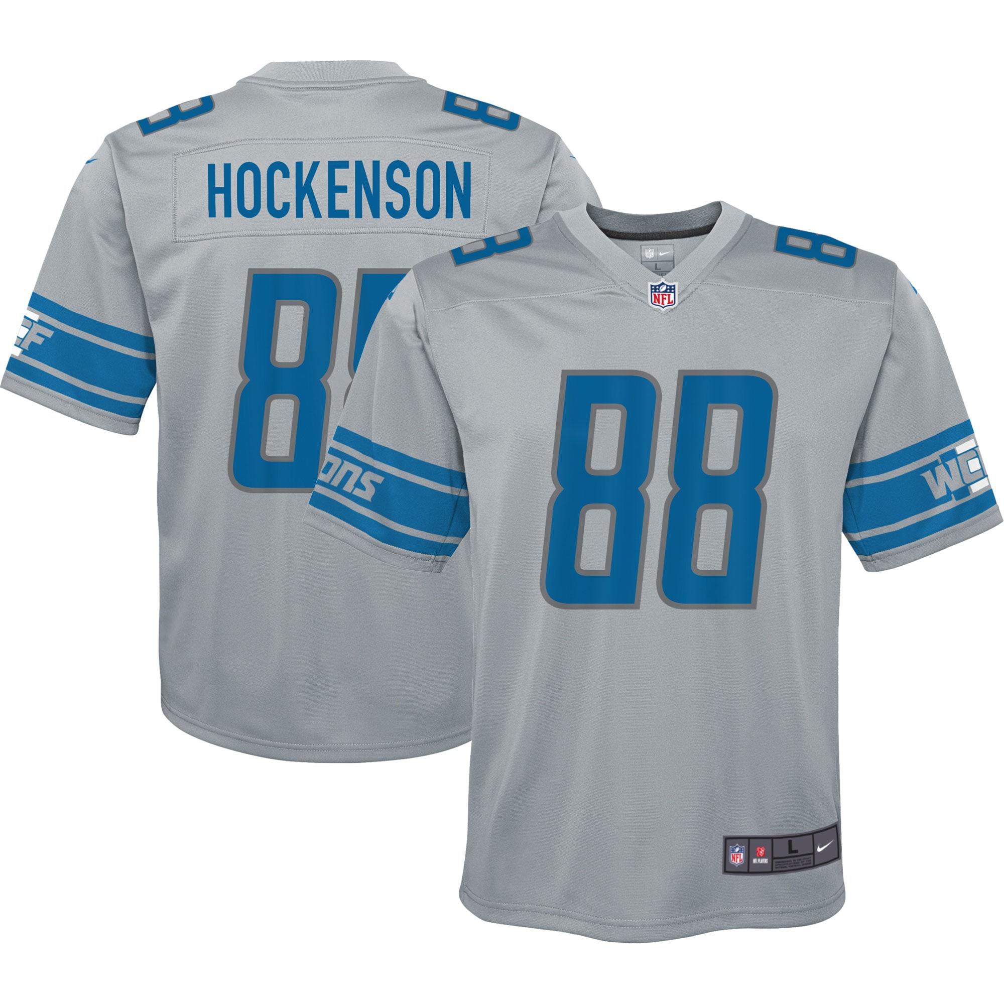 Youth Detroit Lions T.J. Hockenson Silver Inverted Game Jersey