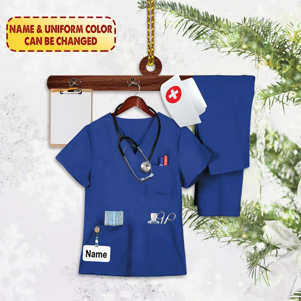 Nurse Uniform Custom Shaped Acrylic Ornament Two Sides Print, Name & Uniform Color Can Be Changed, Hg98, Phts, Made By Acrylic And The 2 Sides Are The Same