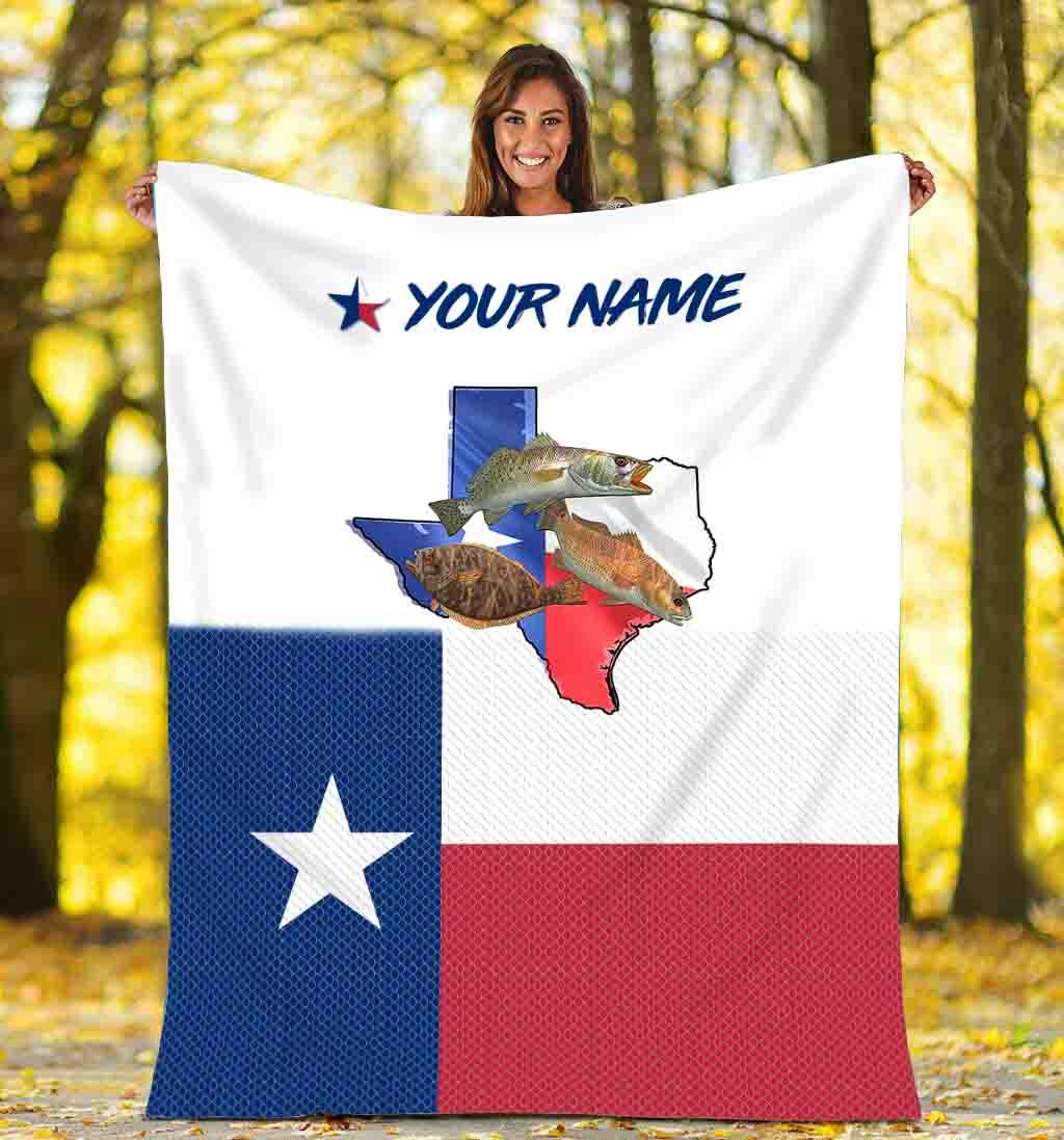 [Personalized Name] Texas Slam Fishing – Unique Gifts Ideas For Home Decor Gifts For Family – Fleece Blanket Sherpa Blanket