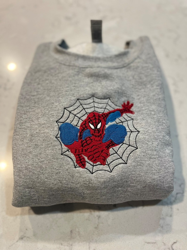 Spiderman Crewneck, Spiderman Sweatshirt, Spiderman Embroidered Sweatshirt Embroidered T-Shirt Sweatshirt Hoodie