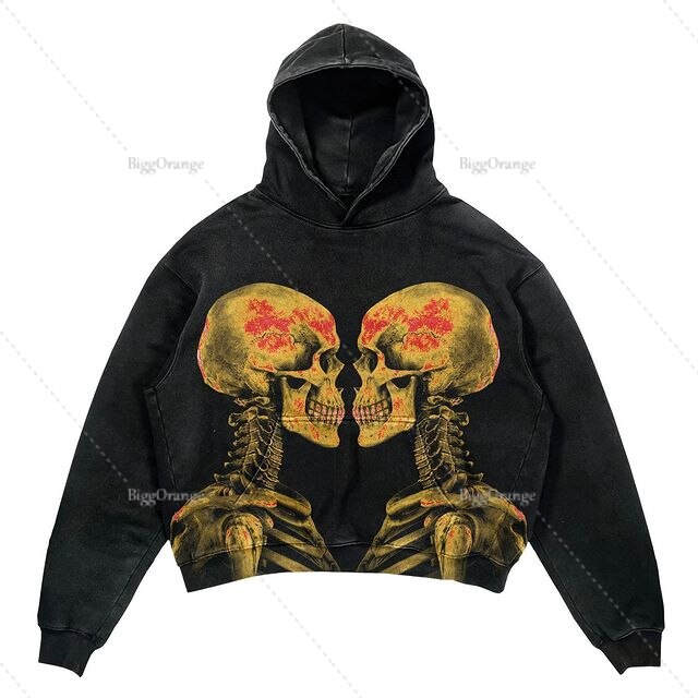 Vintage Dizzy skull anime hoodie Harajuku Graphic Printed Casual Streetwear Y2k Oversized Hoodies Loose Goth Gothic Sweatshirts alx