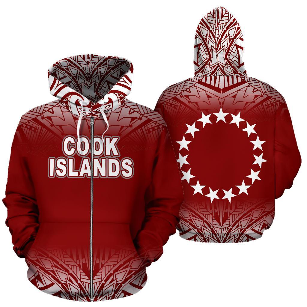 Cook Islands Polynesian Zip Up Hoodie Fog Red – Pacific Print Hoodie