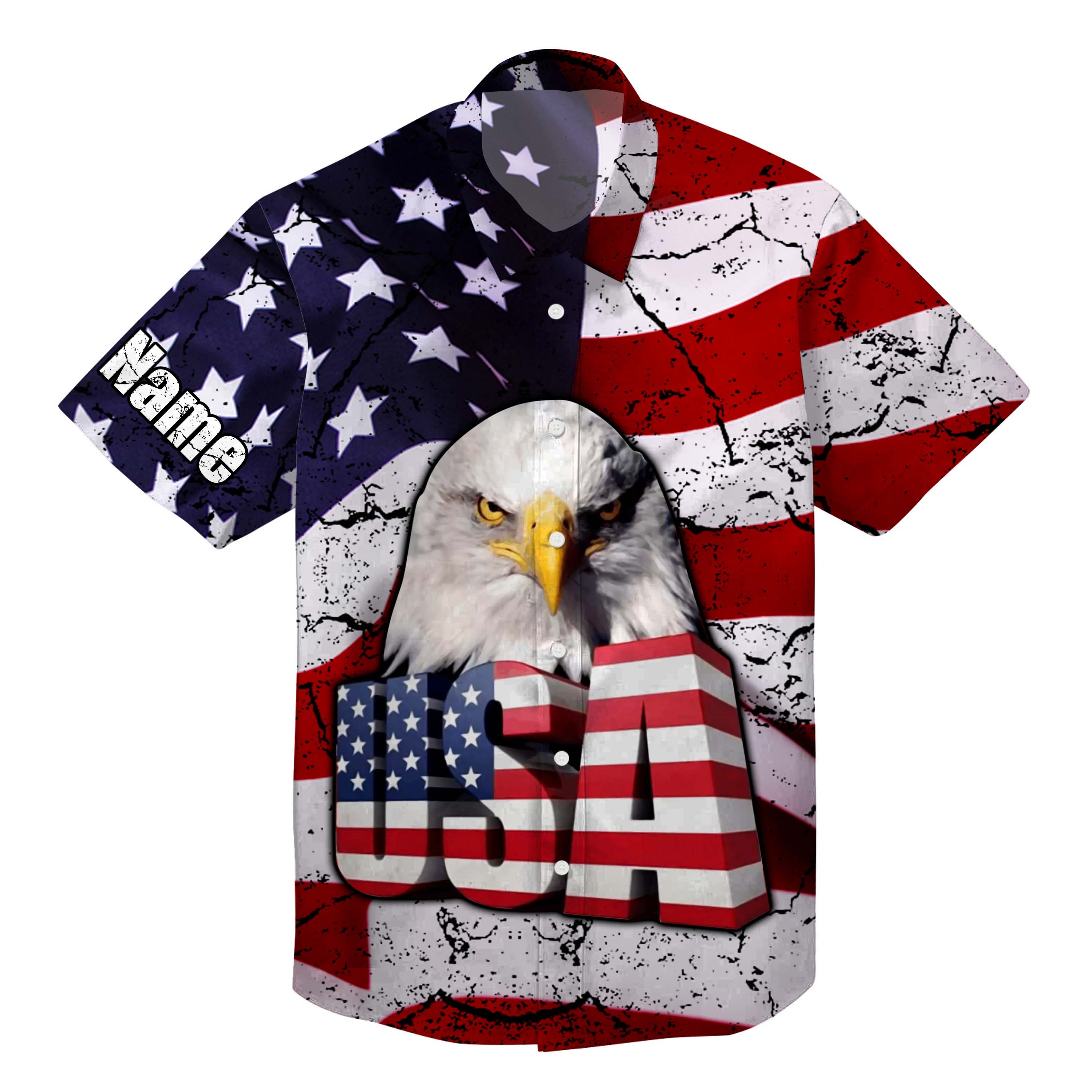 4Th Of July Usa Eagle American Flag Hawaiian Shirt Independence Day Personalized Patriotic Gifts, Men Patriotic Clothing Fsd2147