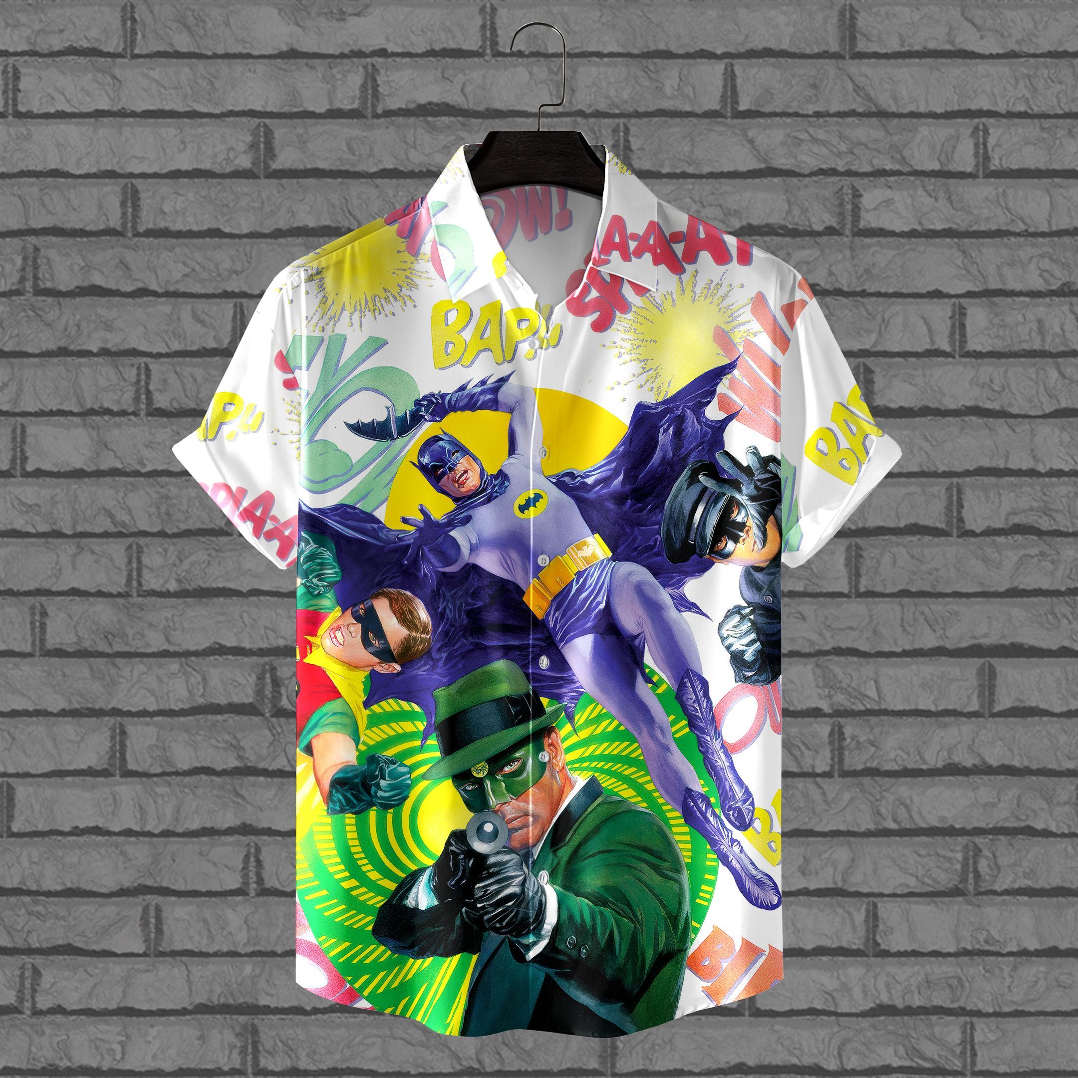 Batman Vs Green Villains  Print Short Sleeve Hawaiian Shirt Y97