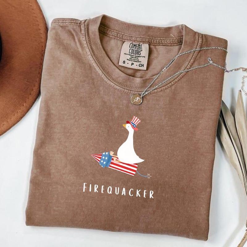 Comfort Colors Firequacker Goose 4th of July Shirt Funny Comfort , Top Coton Clothes Fit