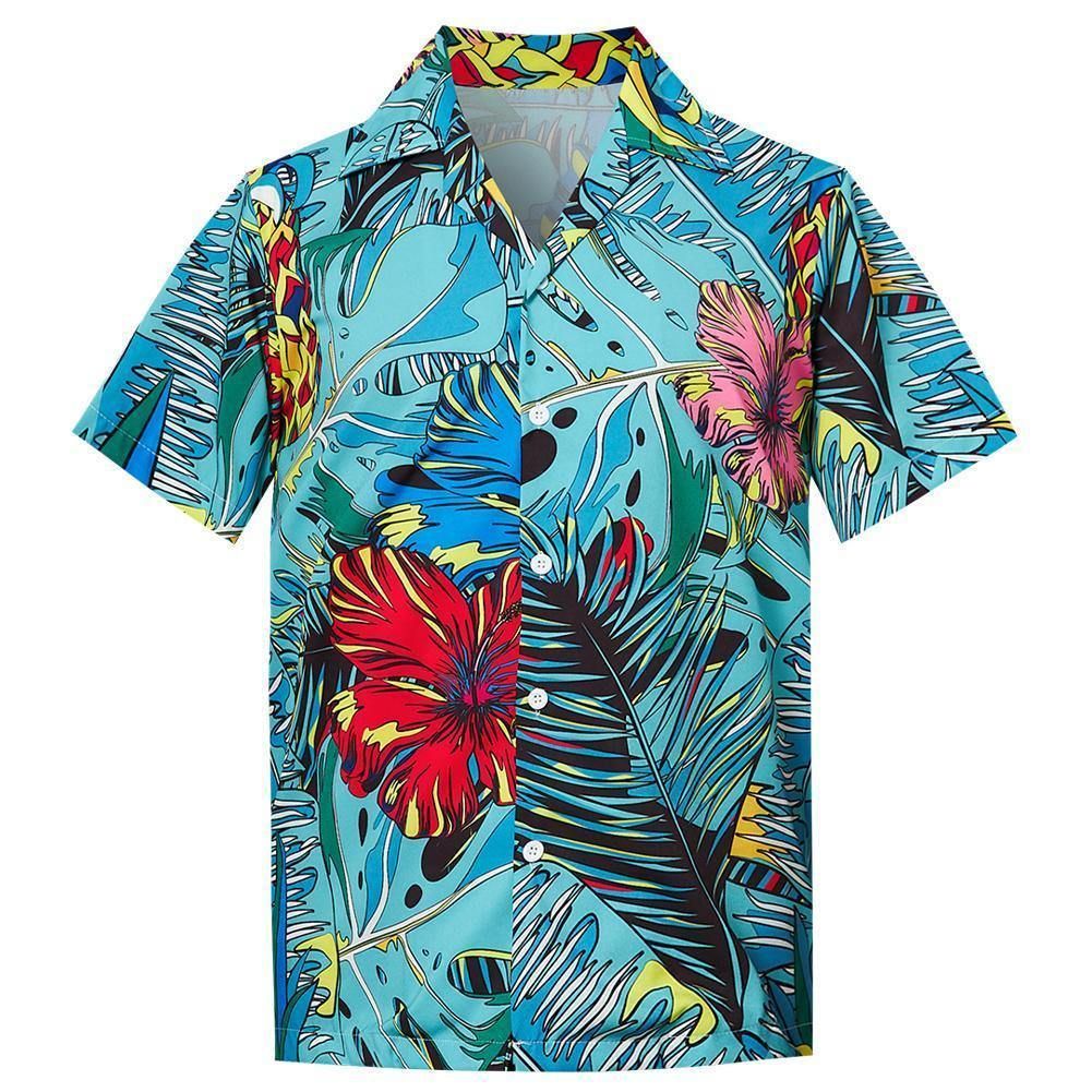 Find Mens Hawaii Shirt Summer Flowers Leaves Printing Ha13513