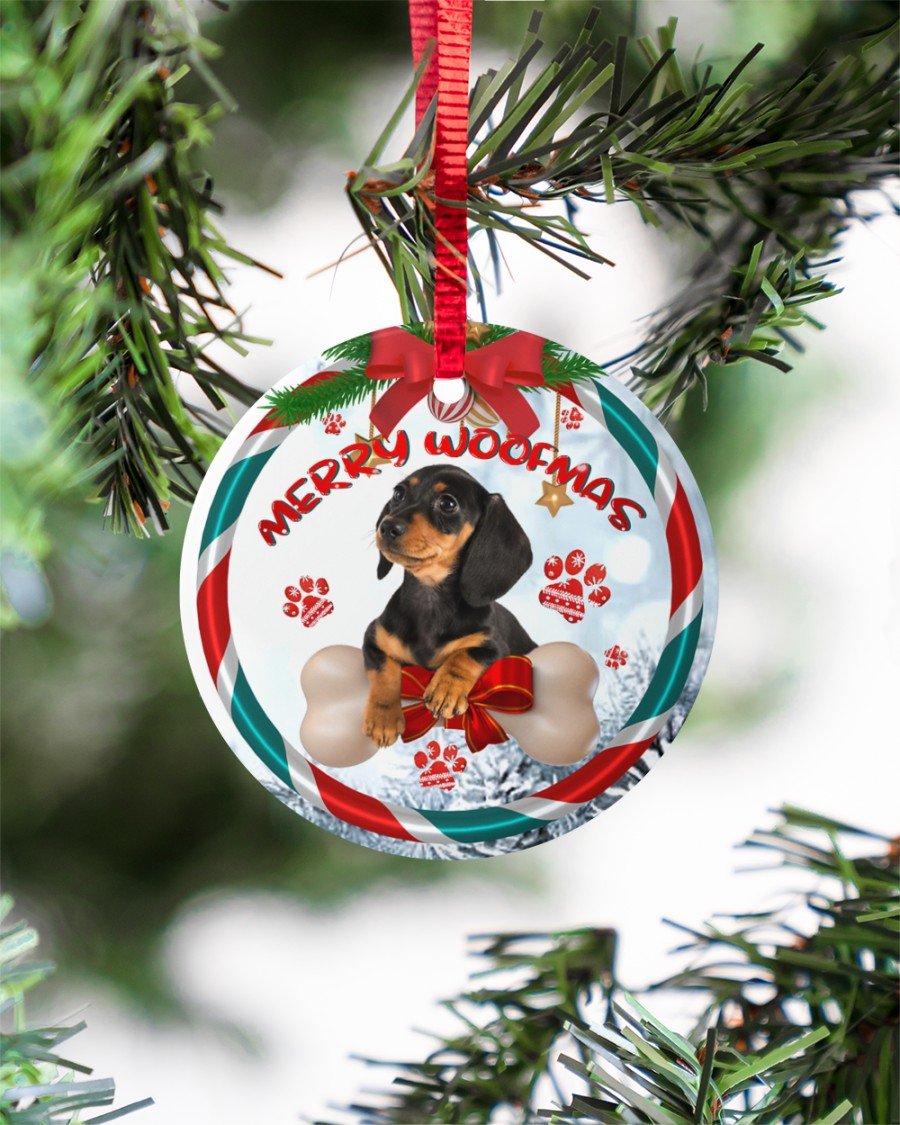 Dachshund Merry Woofmas Gift For You Circle Ornament, Christmas Ornament, Christmas Gift