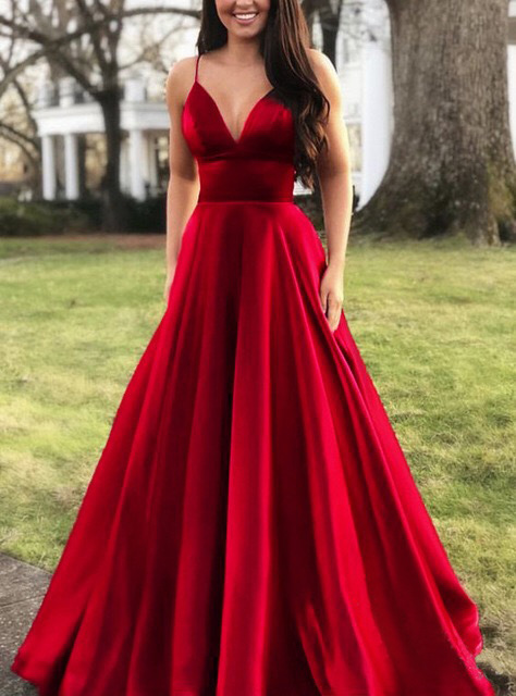 2022 dresses for women elegant sexy wedding party prom V-neck sleeveless sling backless satin long maxi red plus size clothes alx