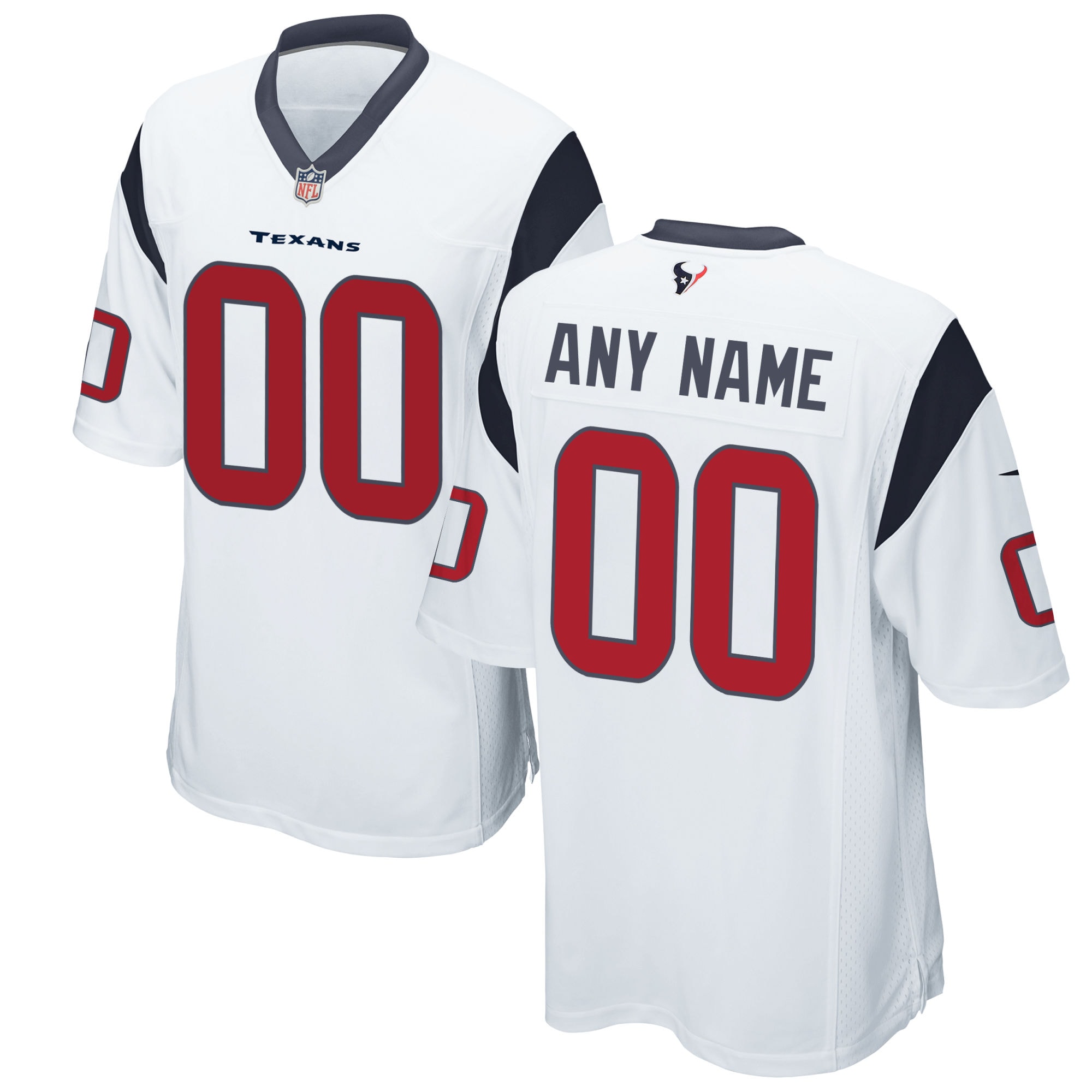 Men’s Houston Texans White Custom Game Jersey