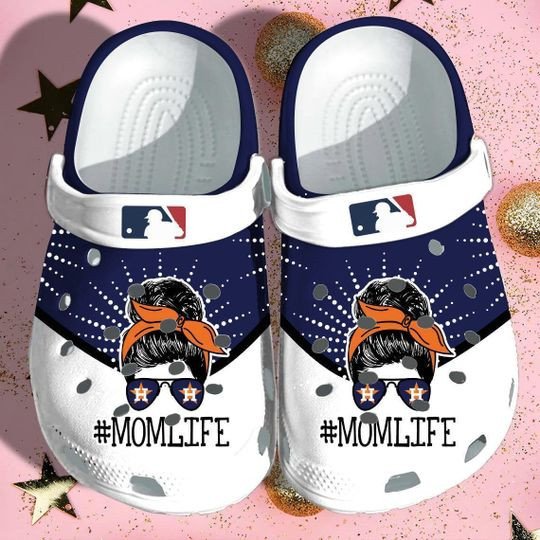 Houston Astros Mom Life Crocs Classic Clogs Shoes In Blue White