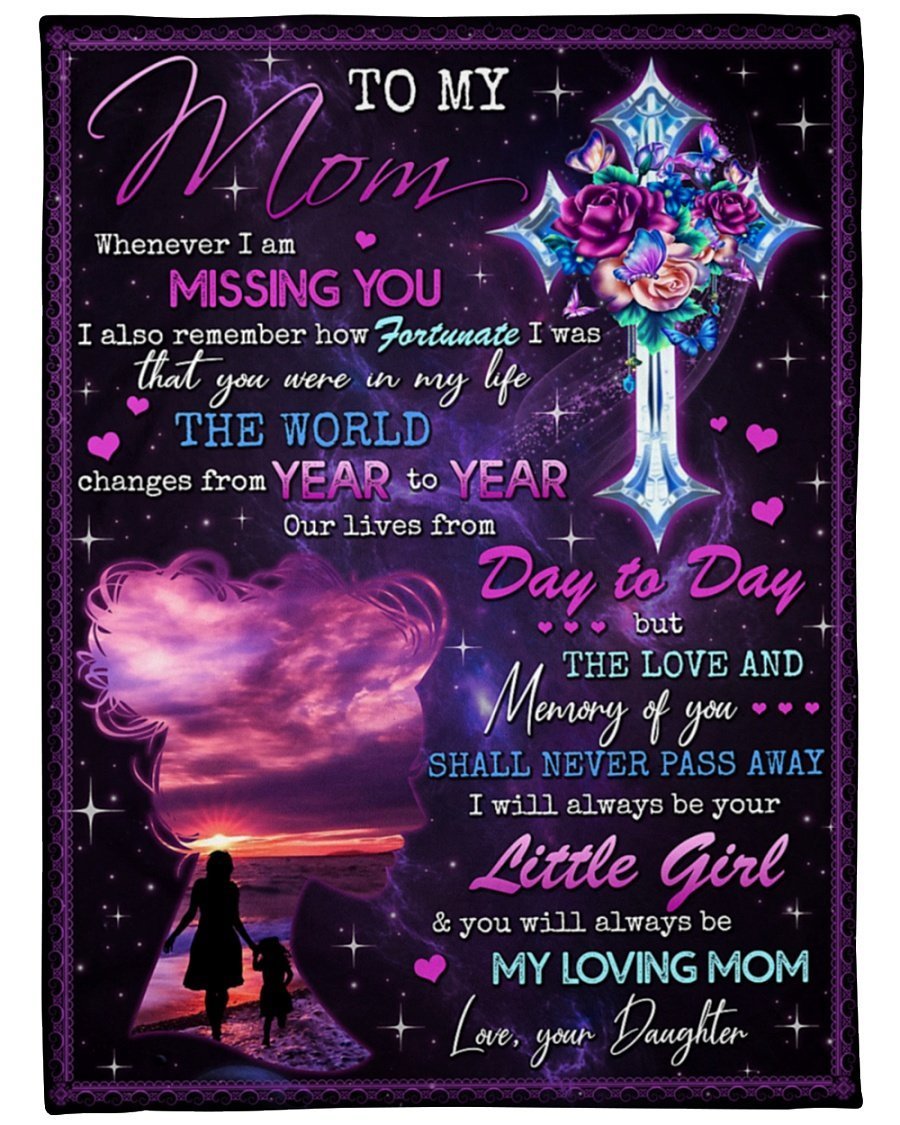 Whenever I Missing You Daughter To Mom Floral Cross Blanket Gift For Mom From Daughter Birthday Gift Home Decor Bedding Couch Sofa Soft And Comfy Cozy