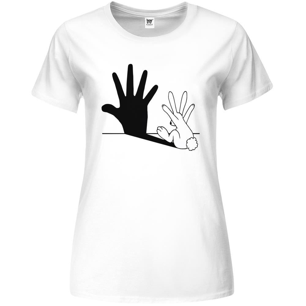 Rabbit Hand Shadow Premium Womens T Shirts