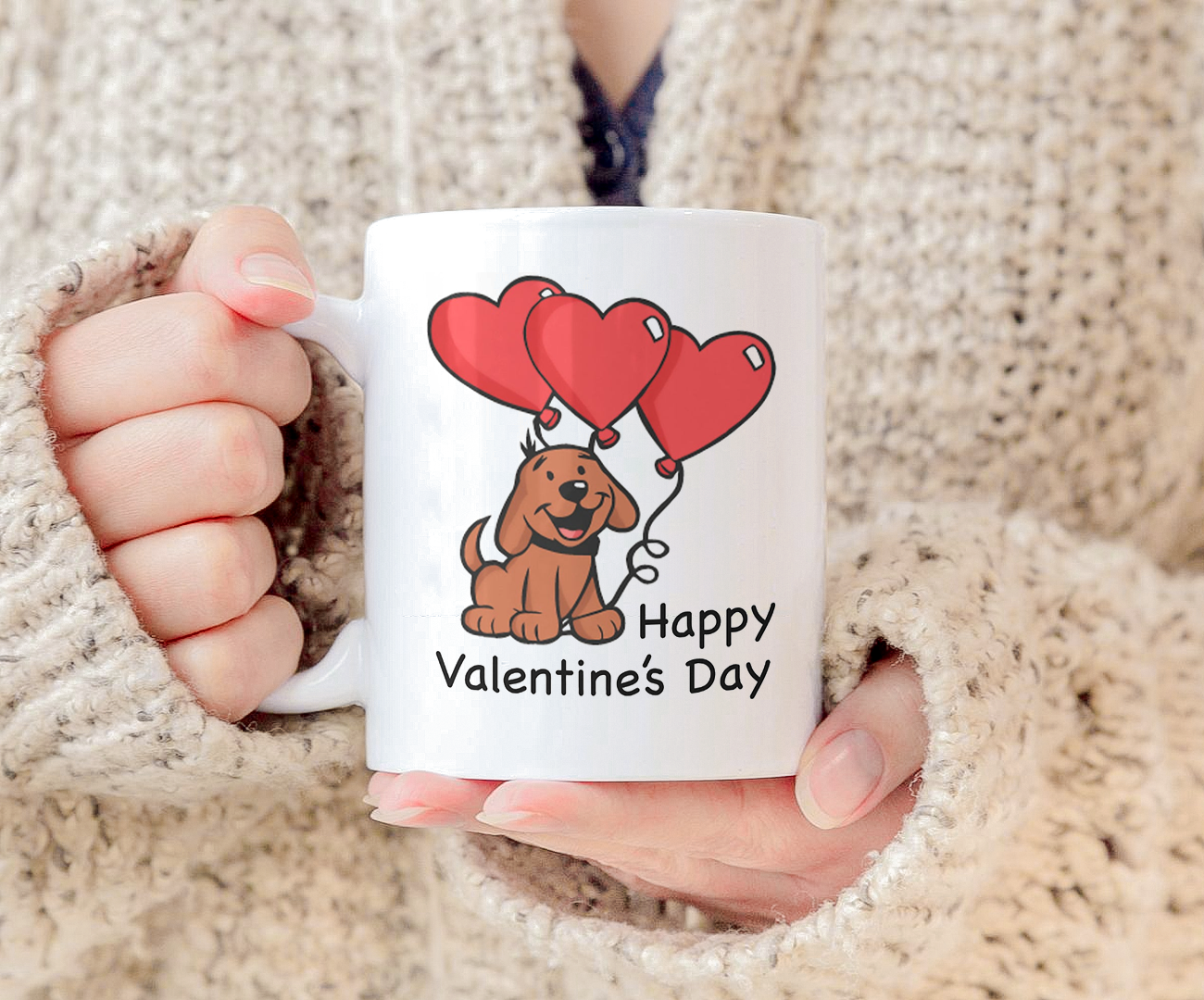 Cute Puppy Valentine’S Day Mug White Ceramic 11-15oz Coffee Tea Cup