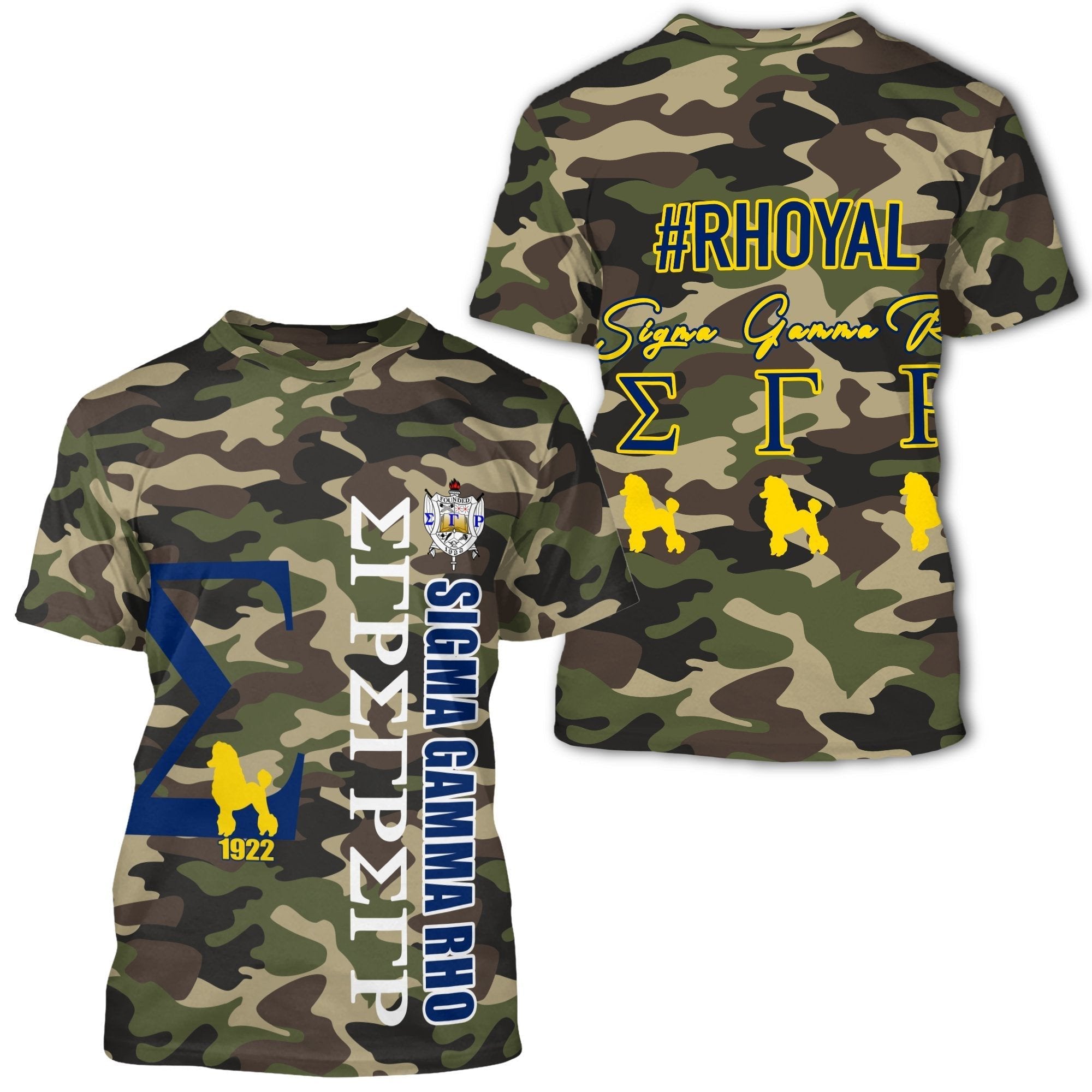 Sorority Tshirt – Sigma Gamma Rho Camouflage Style Tshirt