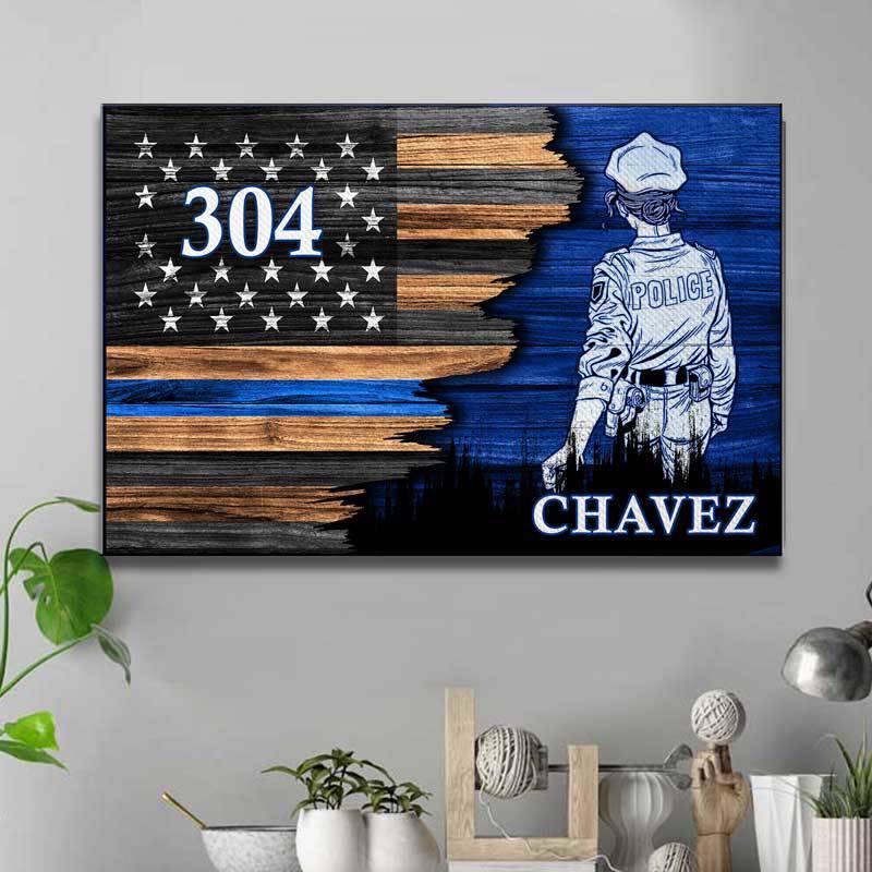 [Personalized Name] Female Police Officer Suit – Gift For Home Decor, Gift Form Mother’S Day – Canvas Print