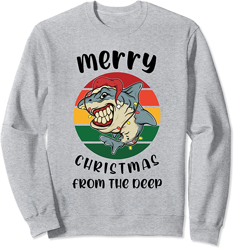 Ugly Christmas Sweater Graphic Design For Shark Orcas Lovers Sweatshirt