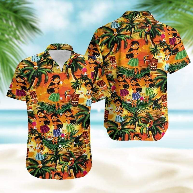 Shop Tropical Girls Dancing Hawaii Aloha Shirts Ha990