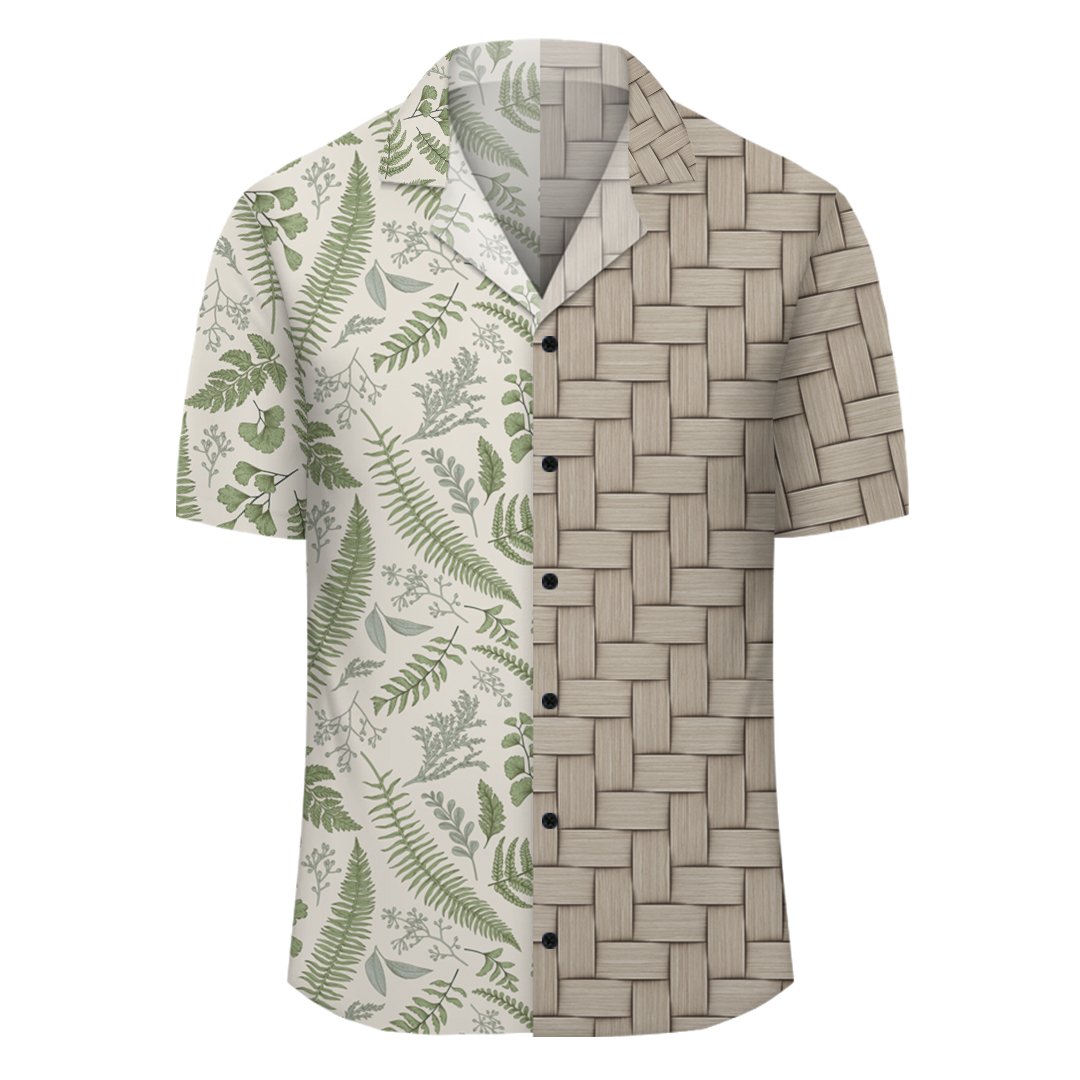 Hawaii Tropical Green Pattern Lauhala Moiety Hawaiian Shirt - AH - JR ...