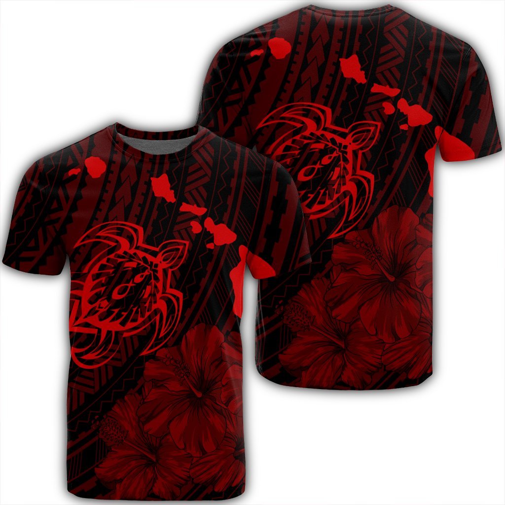 Hawaii Hibiscus Sea Turtle Swim Polynesian Red Ah Ha36004