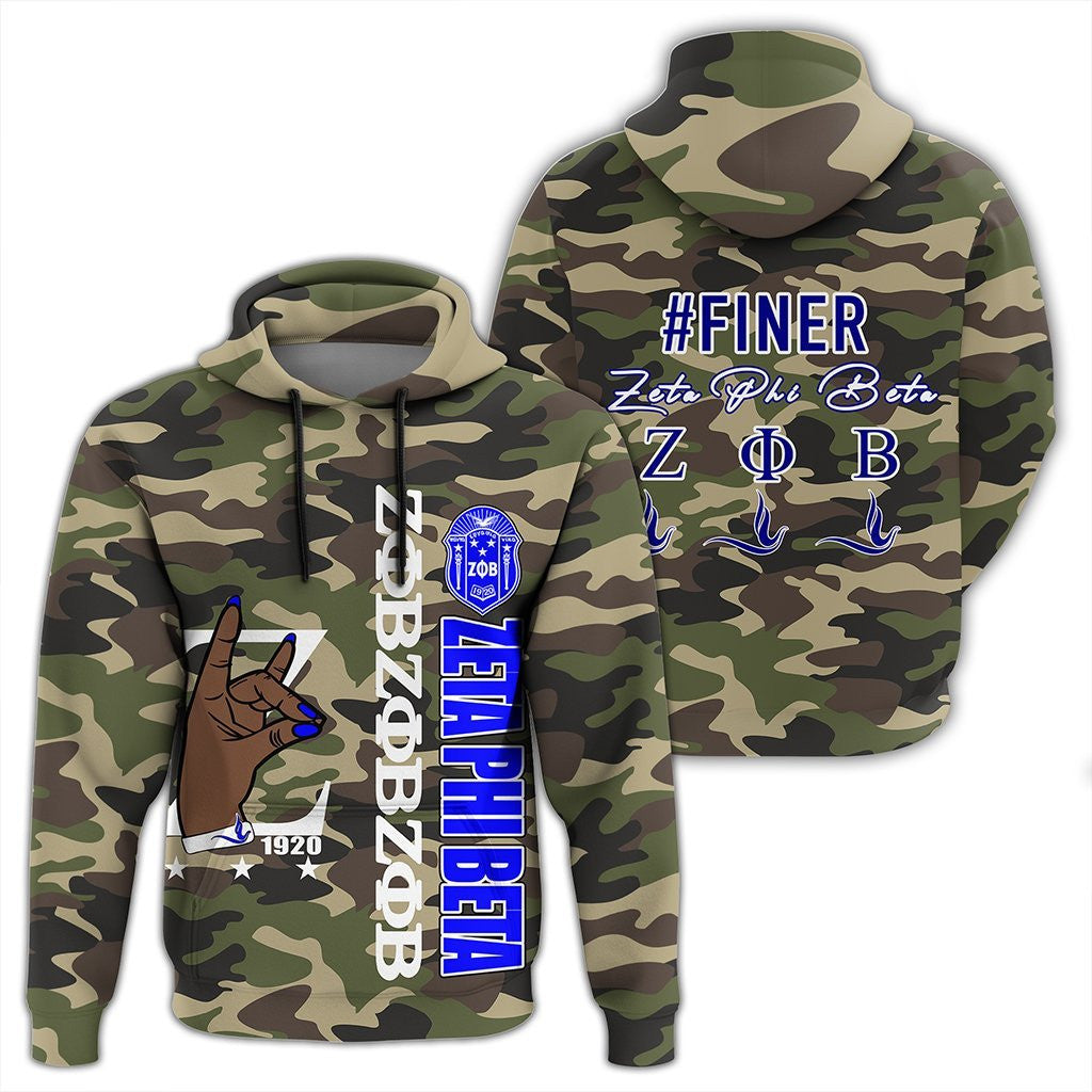 Sorority Hoodie – Zeta Phi Beta Camouflage Style Pullover Hoodie