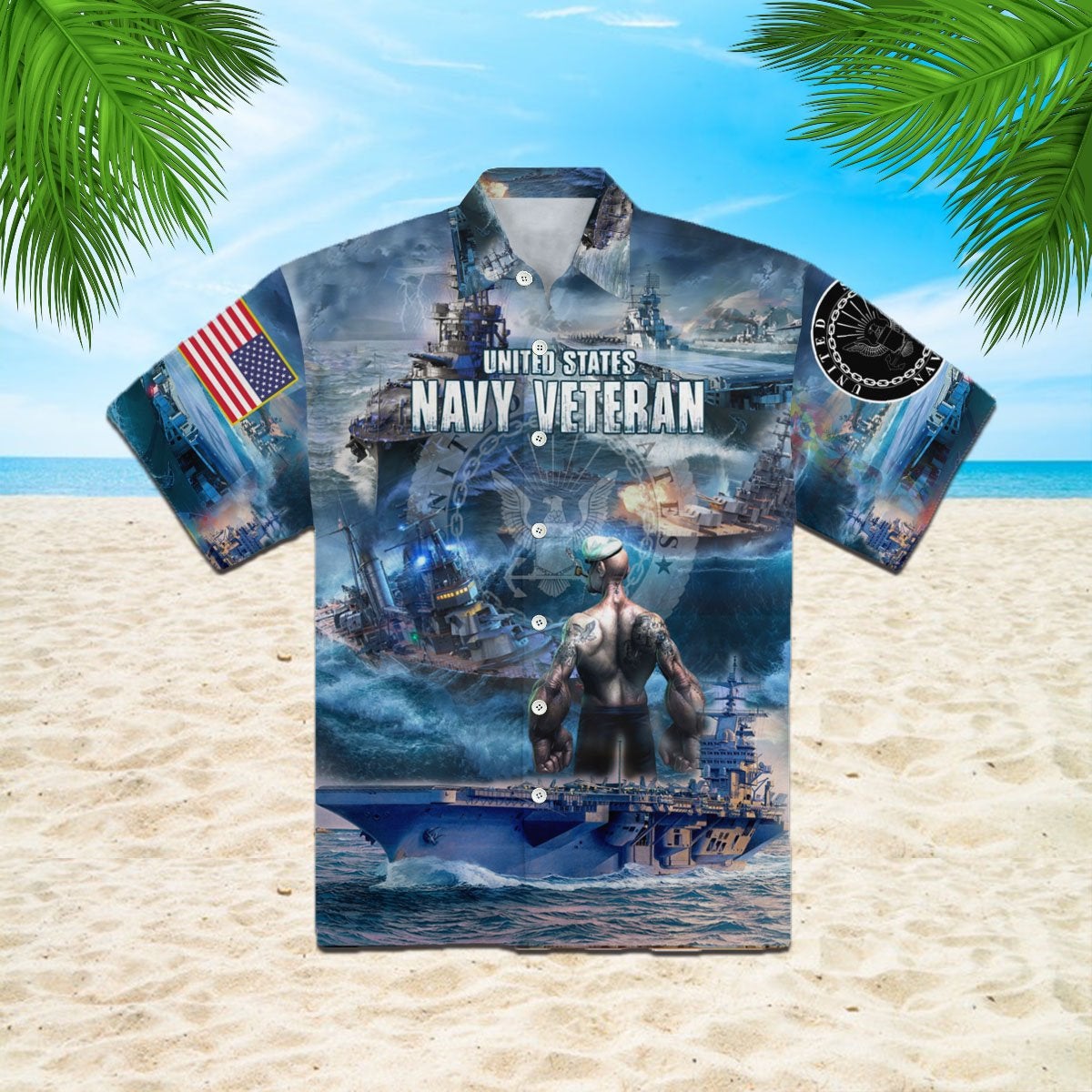 Us Navy Veteran Hawaii Unisex Print Aloha Short Sleeve Casual Shirt Ha92500