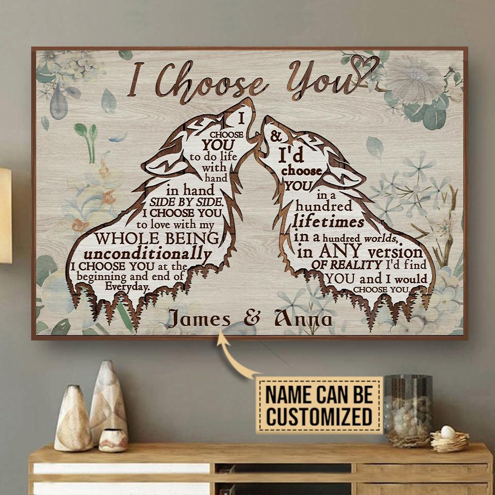 Aeticon Gifts Personalized Wolf Couple I Choose You Canvas Mom Dad Gift Home Decor