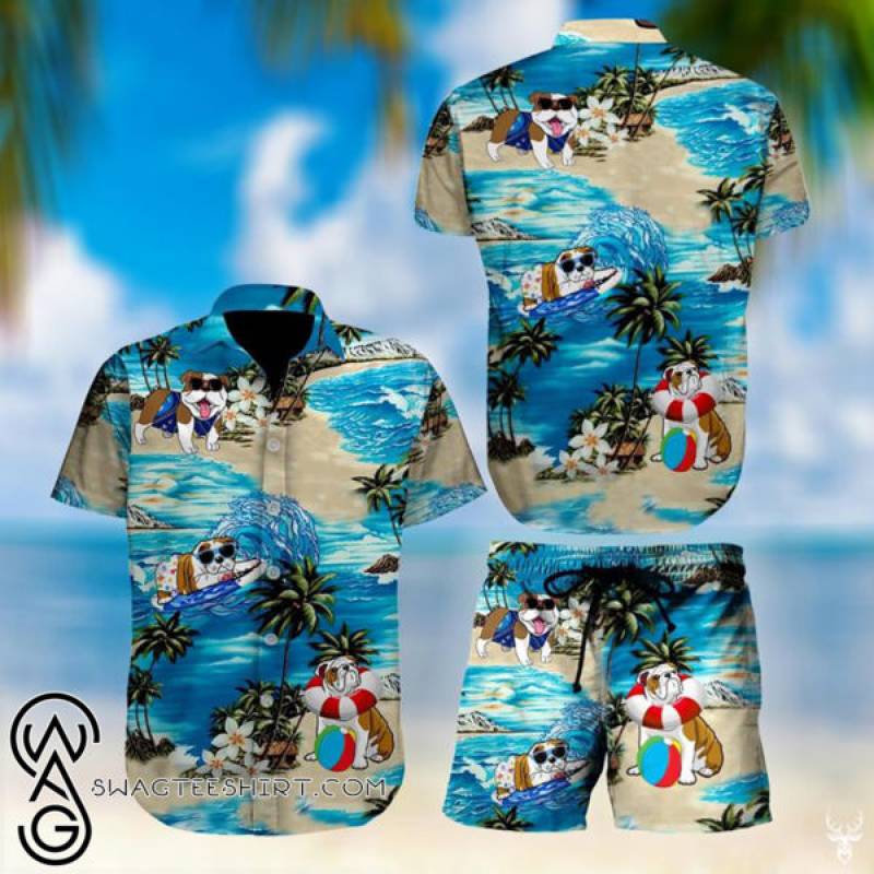 Beach hawaii bulldog hawaiian shirt – Maria