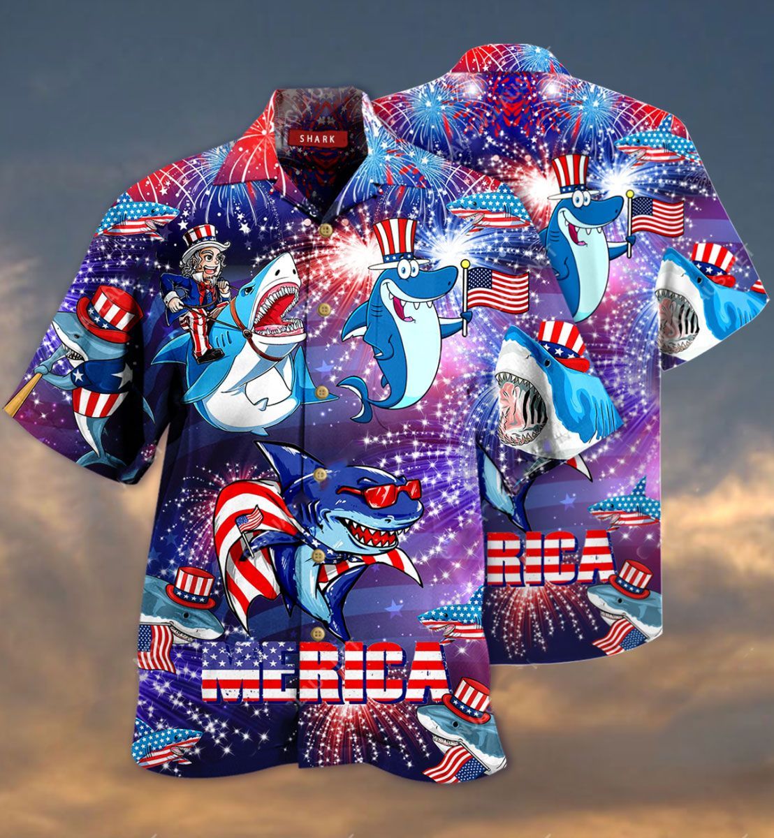 TJJ242011A03BJ SHARK CHRISTMAS BUTTON SHIRT BB