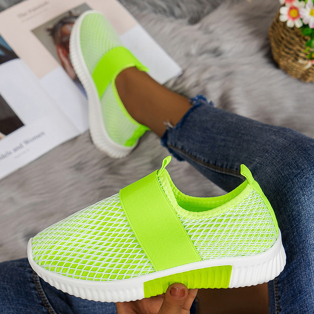 Sneaker for Women 2022 Summer Fashion Candy Color Sport Shoes Running Walking Mesh Breathable Slip On Flats Ladies Casual Shoes alx