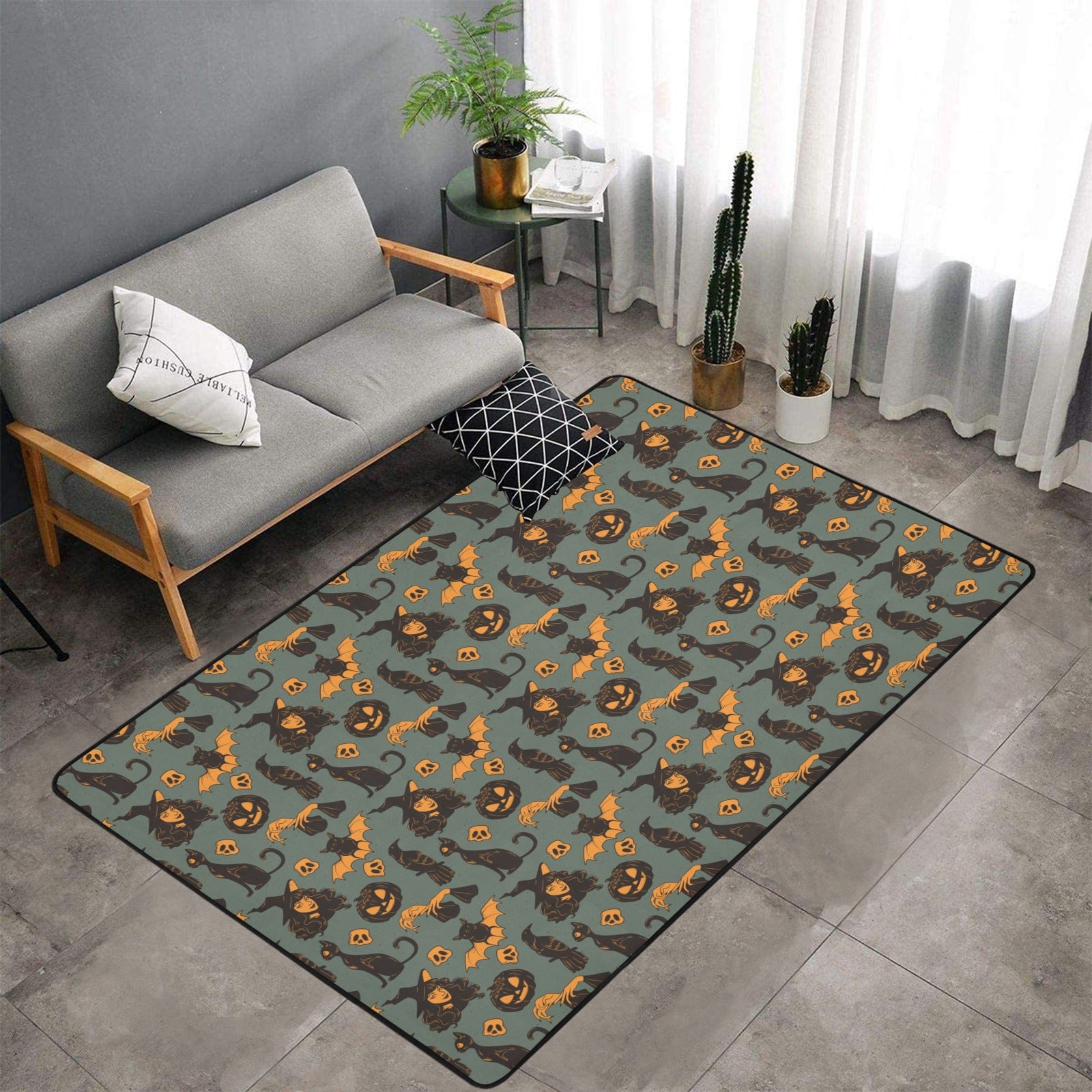 Witch Bat Halloween Print Design Lks305 Area Rug 7’X5′