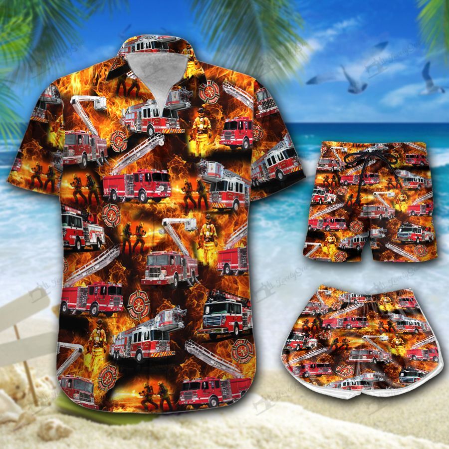 Firefighter Fire Hawaiian Shirt Shorts Ha73283