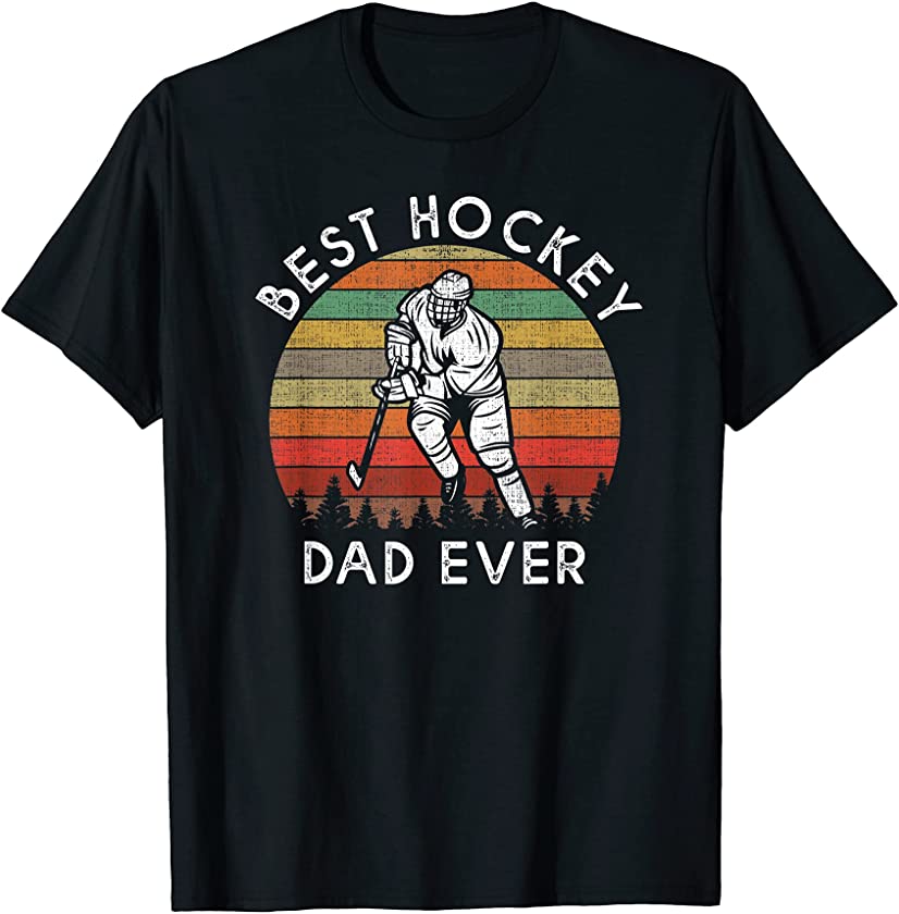 Best Hockey Dad Ever Retro Vintage Dad Father’s Day Gift T-Shirt