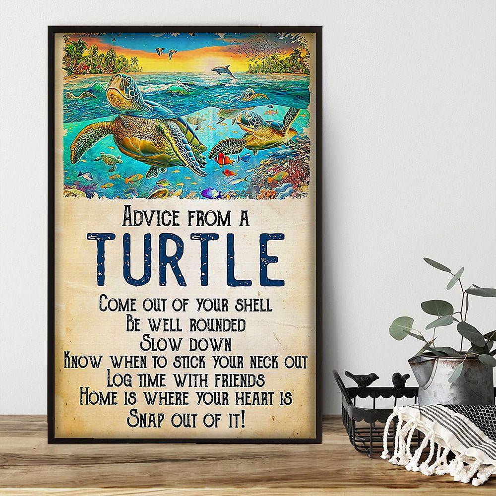 Advice From A Turtle Poster – Come Out Your Shell Canvas Home Décor Birthday Christmas Gifts For Men Women – Gigo Smart