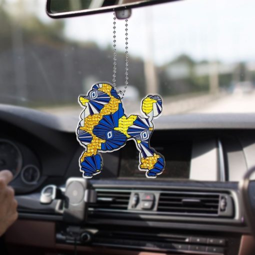 Sigma Gamma Rho 1922 Poodle Royal Blue Gold Ankara Pattern Car Hanging Ornament