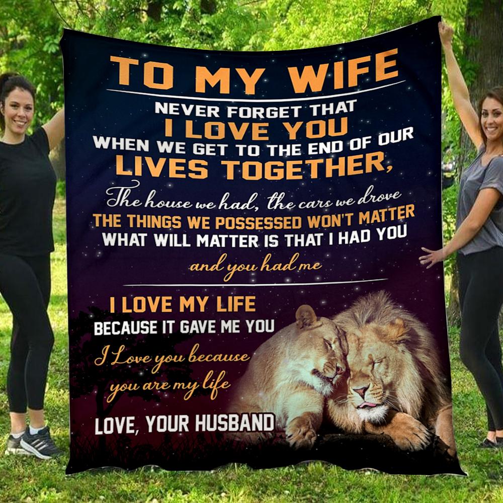 To My Wife Love You Because You Are My Life Lion Couple  Gift – Fleece Blanket