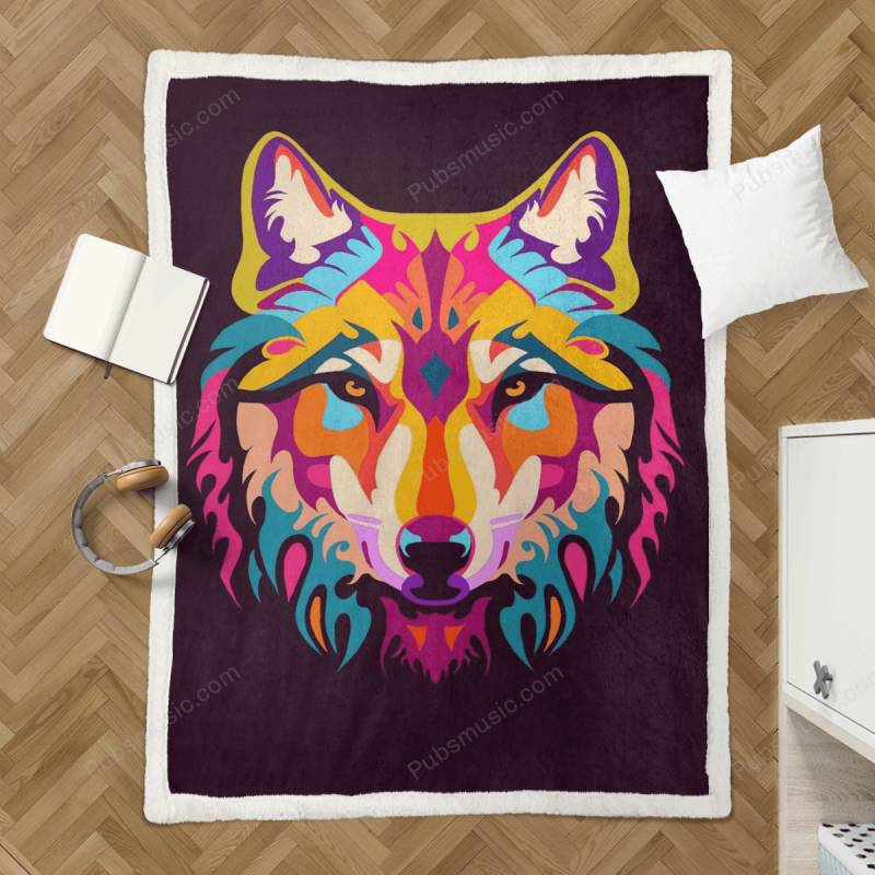 Wolf art – Animal Wpap Sherpa Fleece Blanket