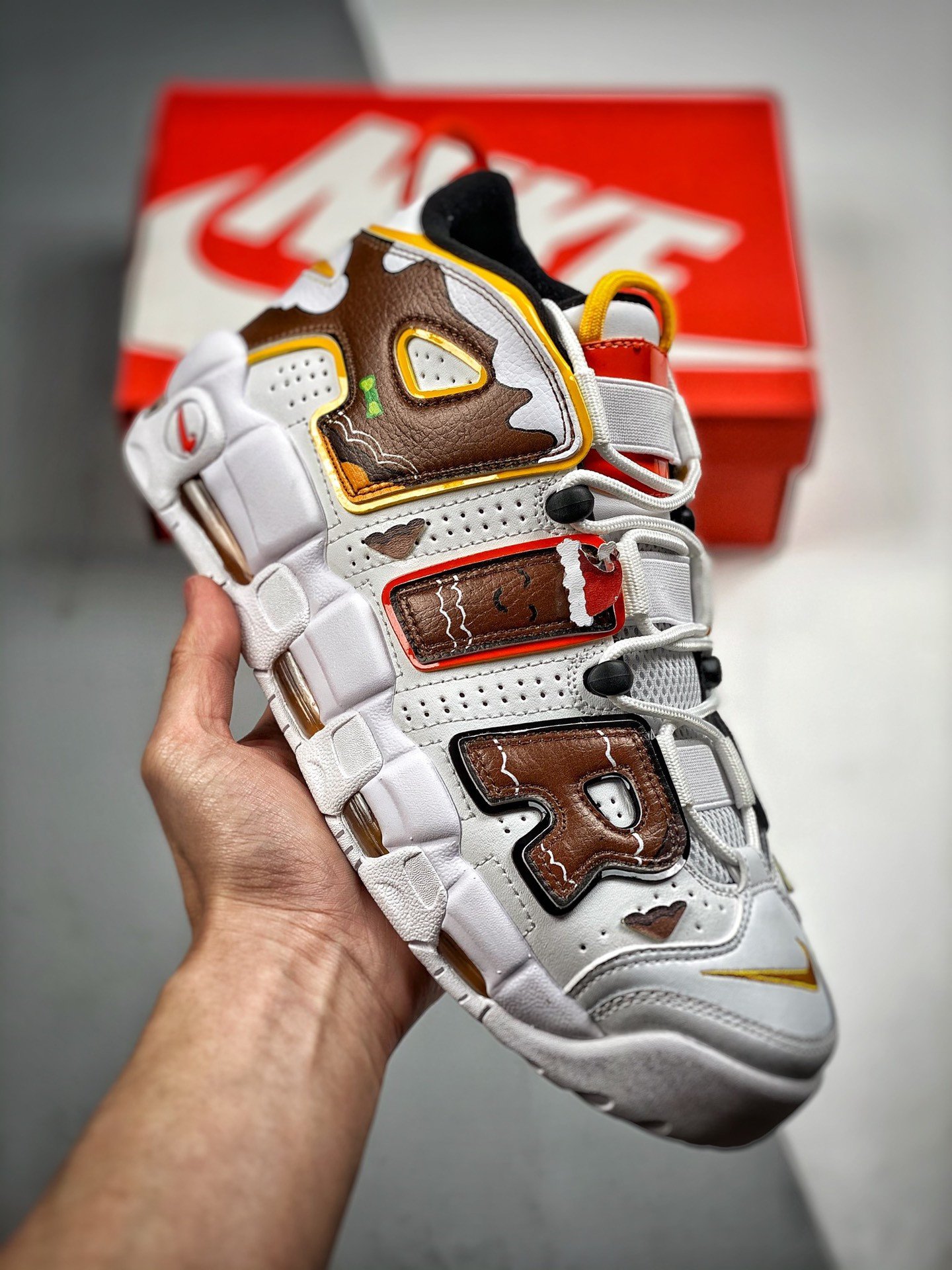 Custom Nike Air More Uptempo White Brown 5338661