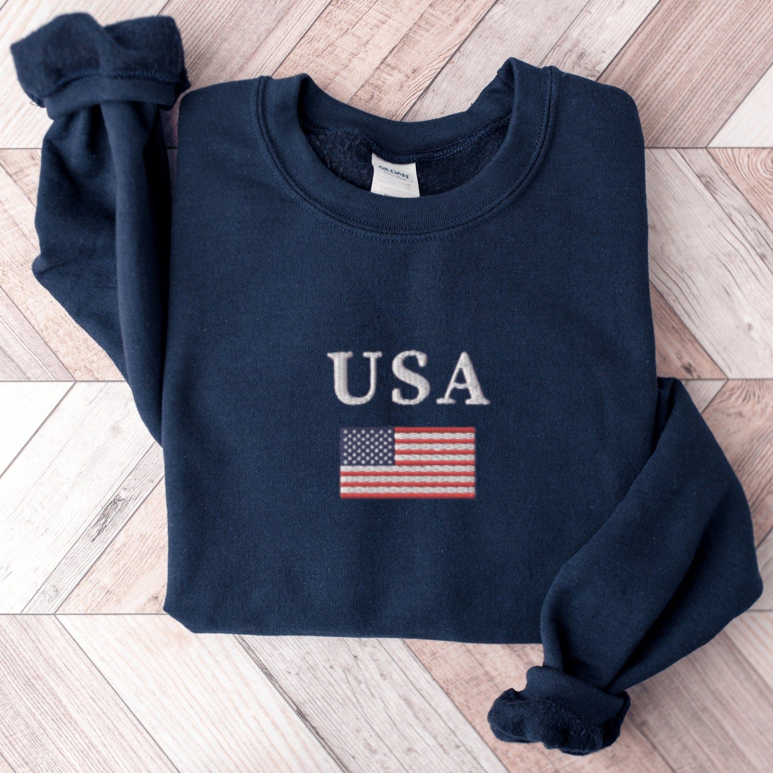 Embroidered Us Flag Sweatshirt 2D Crewneck Sweatshirt All Over Print Sweatshirt For Women Sweatshirt For Men Sws2644