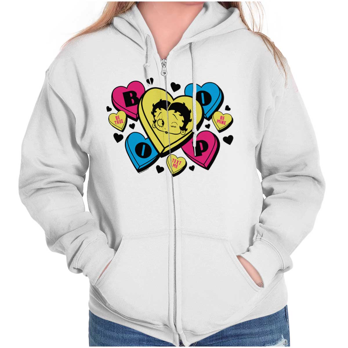 Betty Boop Candy Hearts Zip Hoodie